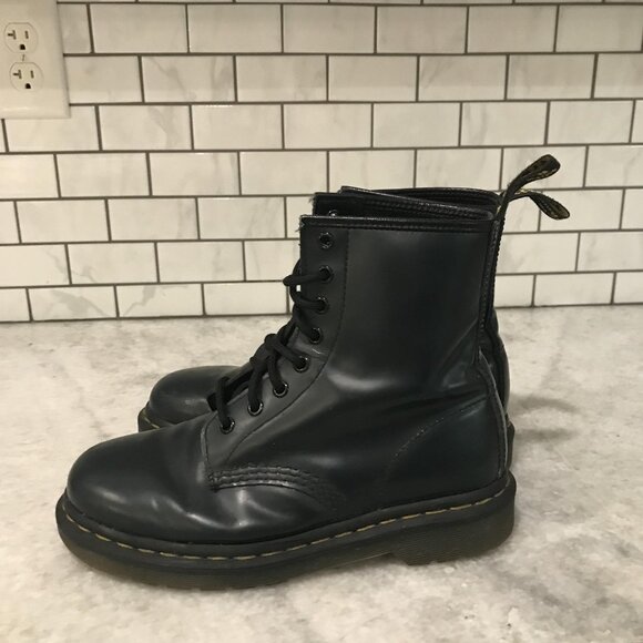 Dr. Martens Boots Womens 7.5 US Size 6 EU 38 Blue Leather Lace Up Combat Shoes - Picture 3 of 10